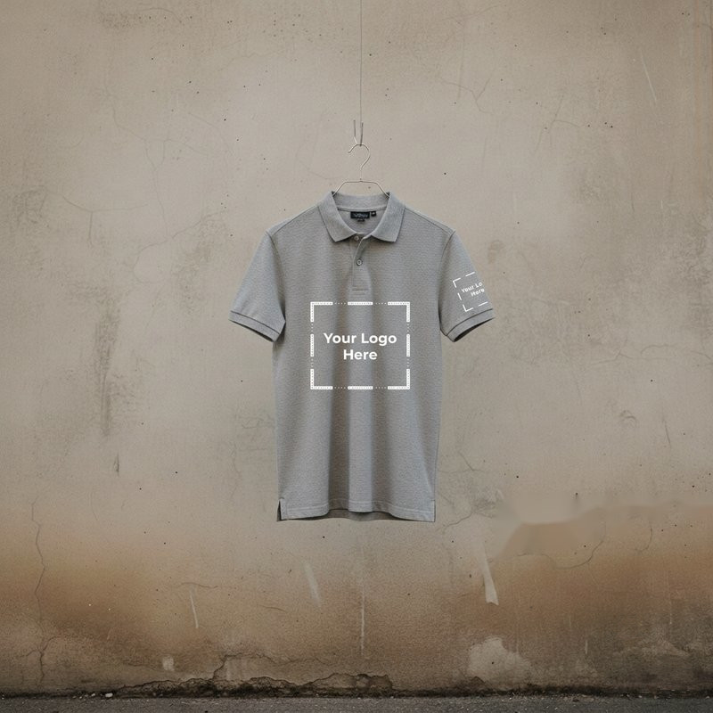 Example mockup proof of a logo placed on a polo chest and sleeve