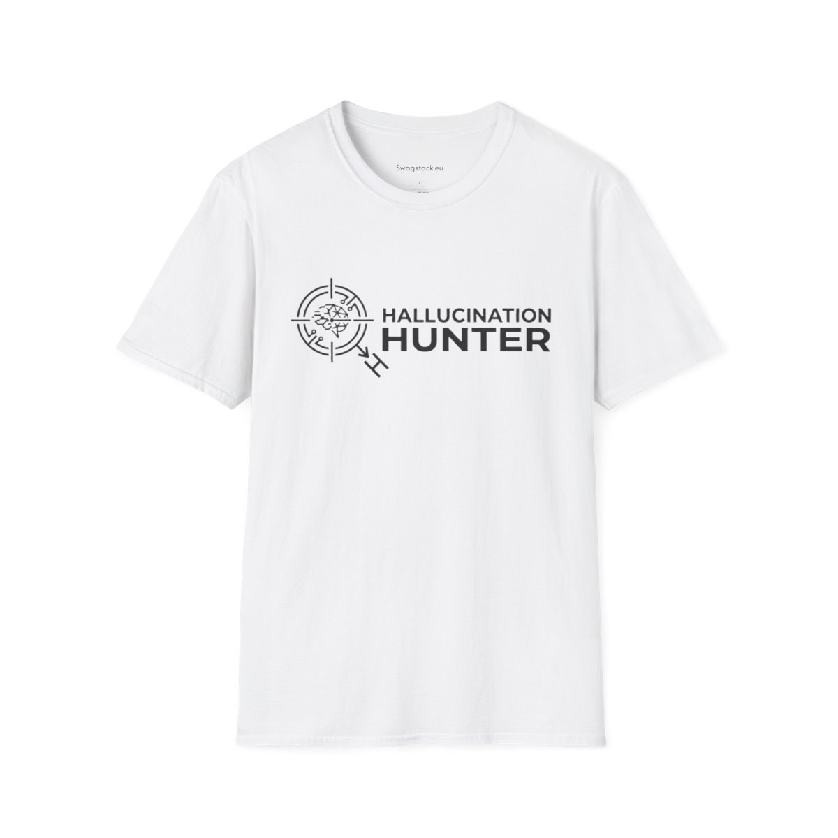 T-shirt printed with 'Hallucination Hunter' on the chest