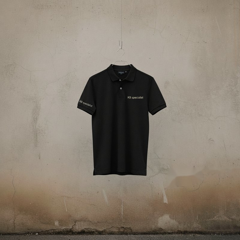 Polo shirt embroidered with 'K8s Specialist' on chest and sleeve
