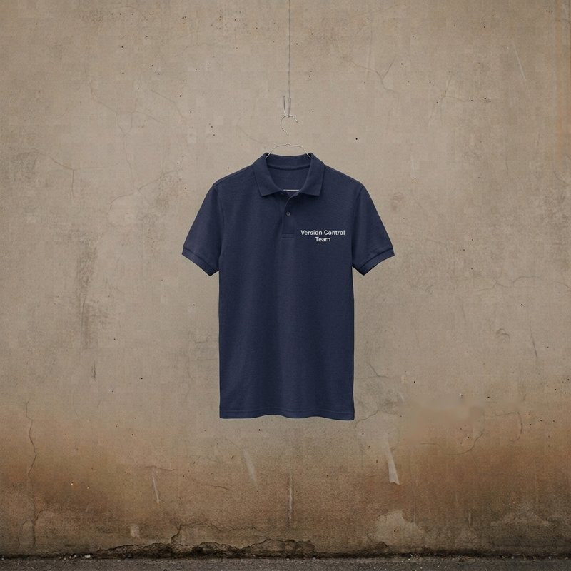 Polo shirt printed with 'Version Control Team' on the chest