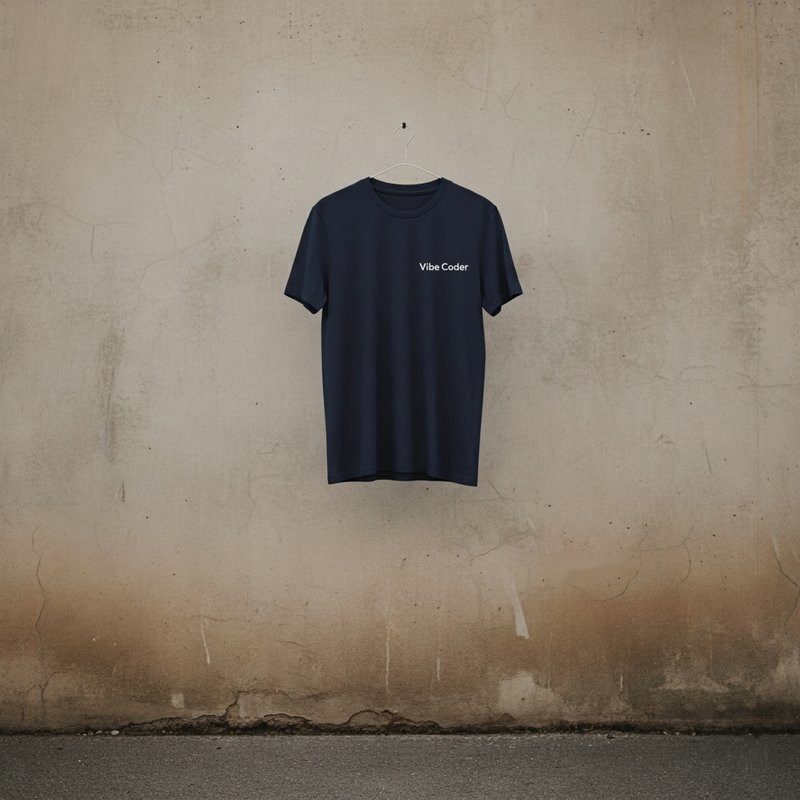T-shirt printed with 'Vibe Coder' on the chest